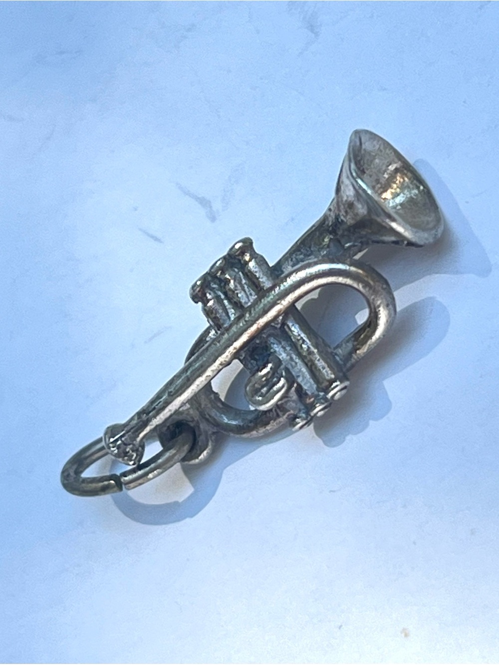 Vintage Sterling Silver Trumpet Charm Pendant